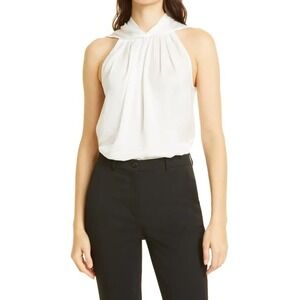 Kobi Halperin Deanne hammered Satin Halter Neck Blouse Ivory Size XS $258